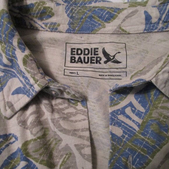 Eddie Bauer Men's L Camp Hawaiian style short leeve button up shirt - Picture 1 of 6